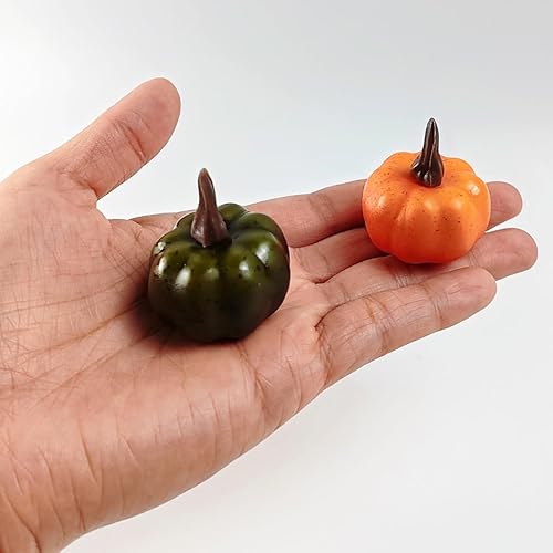 Miniatura 3 de TIHOOD 20 mini calabazas artificiales, decoración de calabazas de simulación de cosecha de otoño, fruta falsa, decoración del hogar para Halloween,
