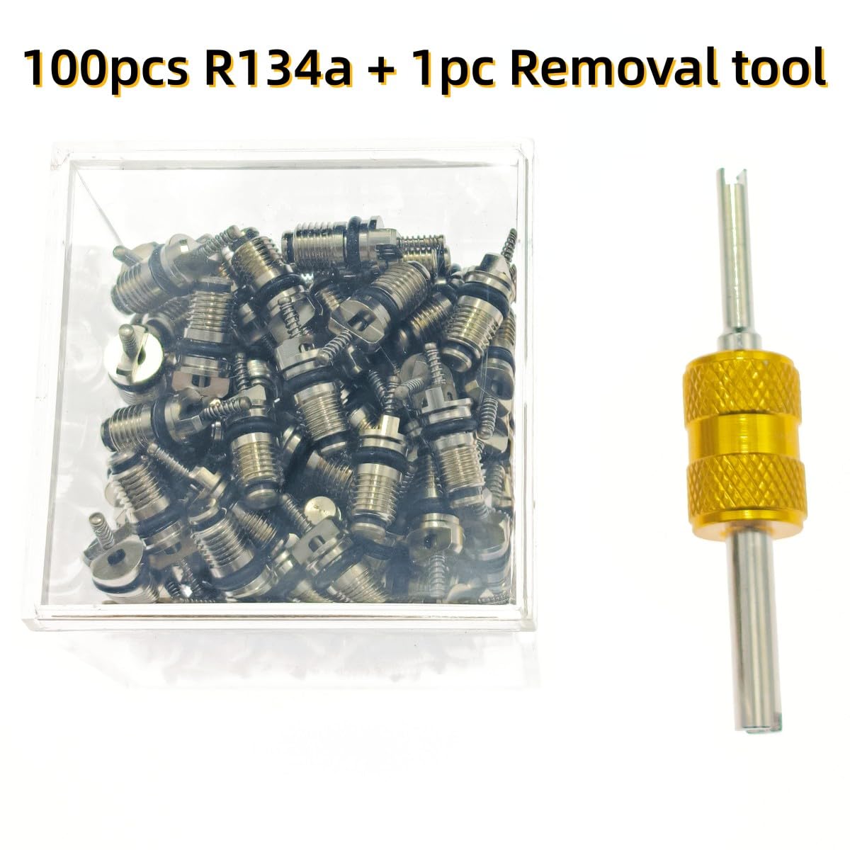 R134a-Ventilkern und Entfernungswerkzeugsatz Autoklimaanlage R134A-Ventilkern Kfz-Klimaanlagen-Service-Entfernersatz(60 pcs and 3 Tools)