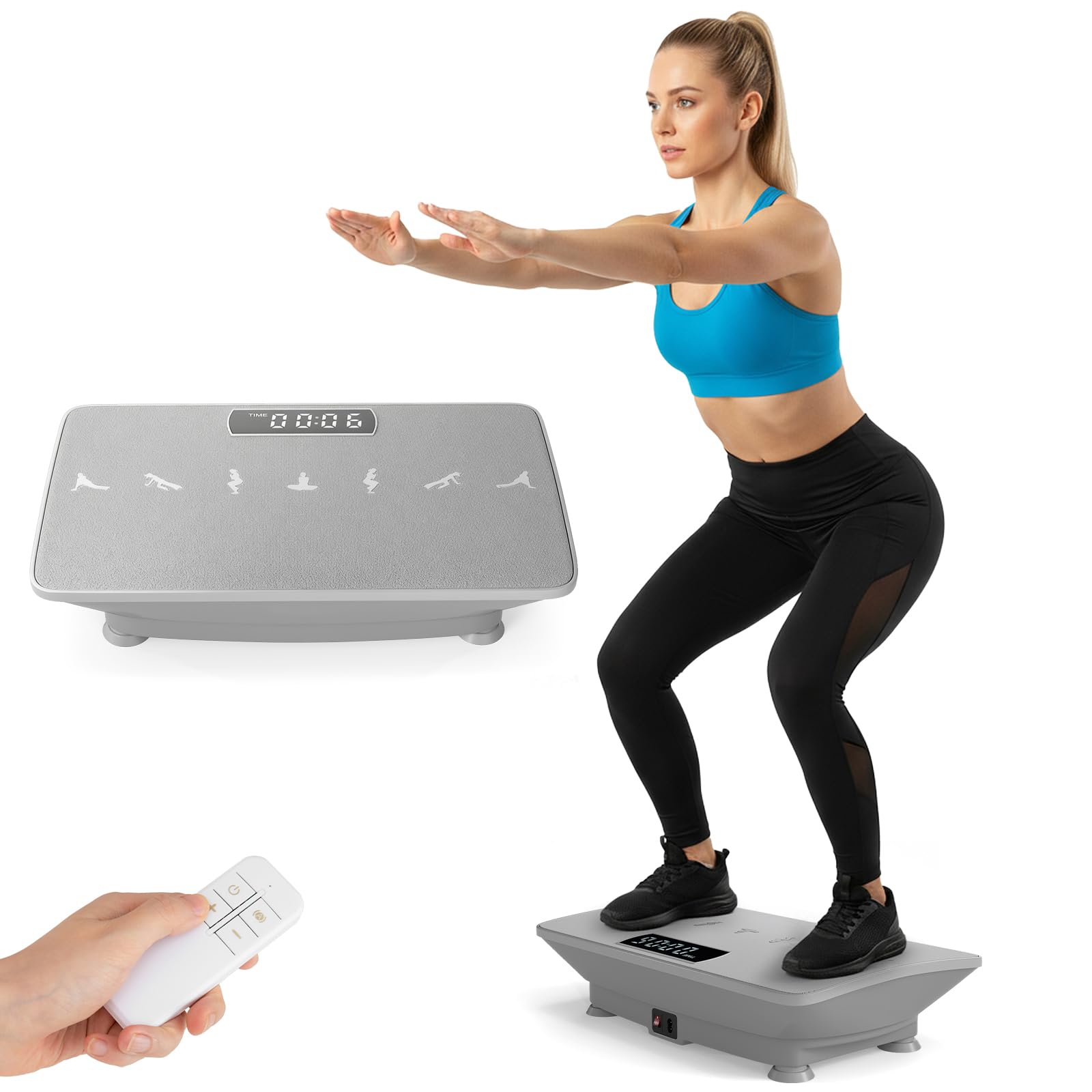 COSTWAY Plataforma Vibratoria Muscular, Plataforma Vibración con Sensor de Gravedad, 10 Intensidades Ajustables, Mando a Distancia, Bluetooth, Máquina de Entrenamiento para Hogar