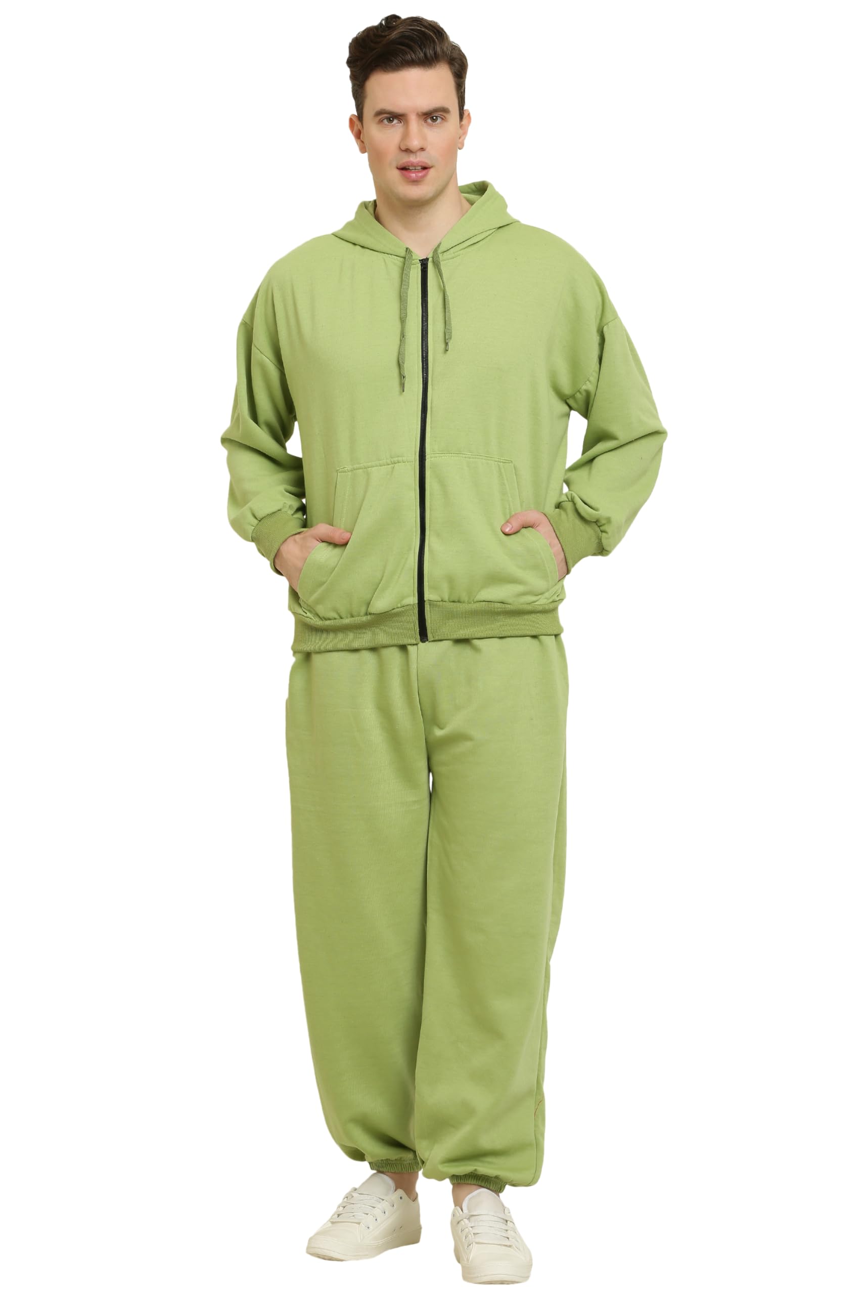Elegance Men's Fleece Long Sleeve Zipper Hoodies Set Full Length Winter Nightwear Pajama and Jacket Set Tracksuit (7COLOURS) || 3XL - 10XL ||-image-49