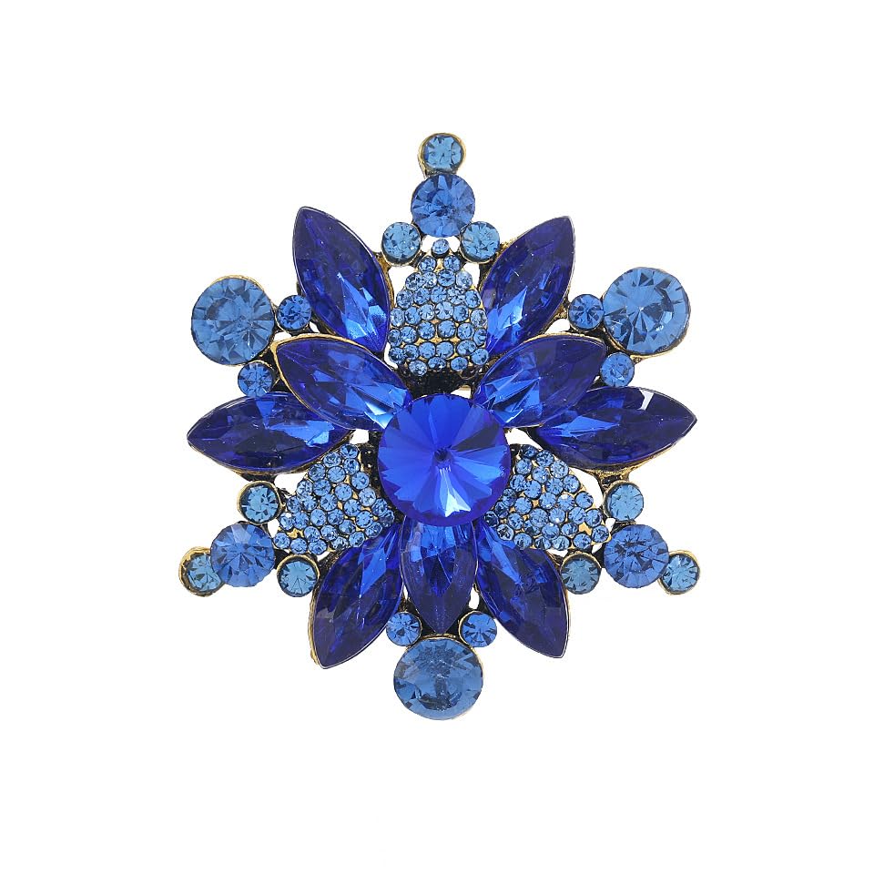 Image of Vintage Crystal Rhinestone Flower Shape Brooch Pin Statement Jewelry Gift Accessories for Women
