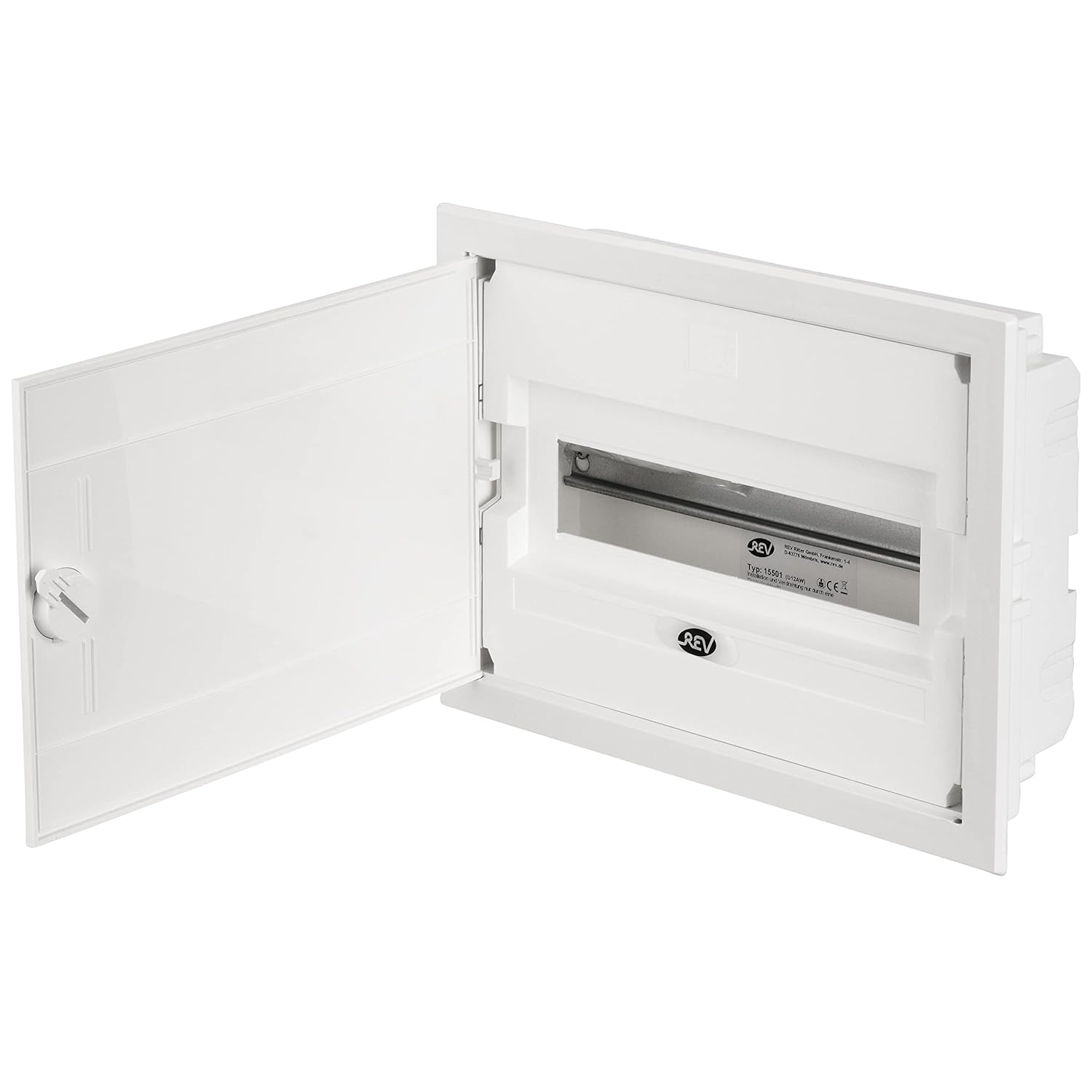 REV 0515501555 Fuse Box, 1-Row 12TE Distribution Box, 400V, 33.60 X 26.0 X 9.50 cm White