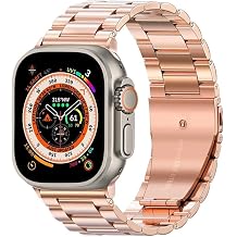 for Apple Watch Ultra 49mm Stainless Steel Business Band for iWatch Series 8 7 41mm 45mm for Apple Watch SE 6 5 4 3 40mm 44mm 42mm 38mm Color Rose Gold, Size 44mm