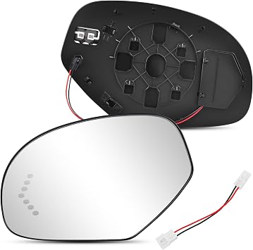GM1324138 Driver Left Side Mirror Glass Replacement for 2007-2013 Chevy Silverado Avalanche Suburban Tahoe GMC Sierra Yukon 1500 2500HD 3500HD Cadillac Escalade, Heated Glass with Turn Signal Light