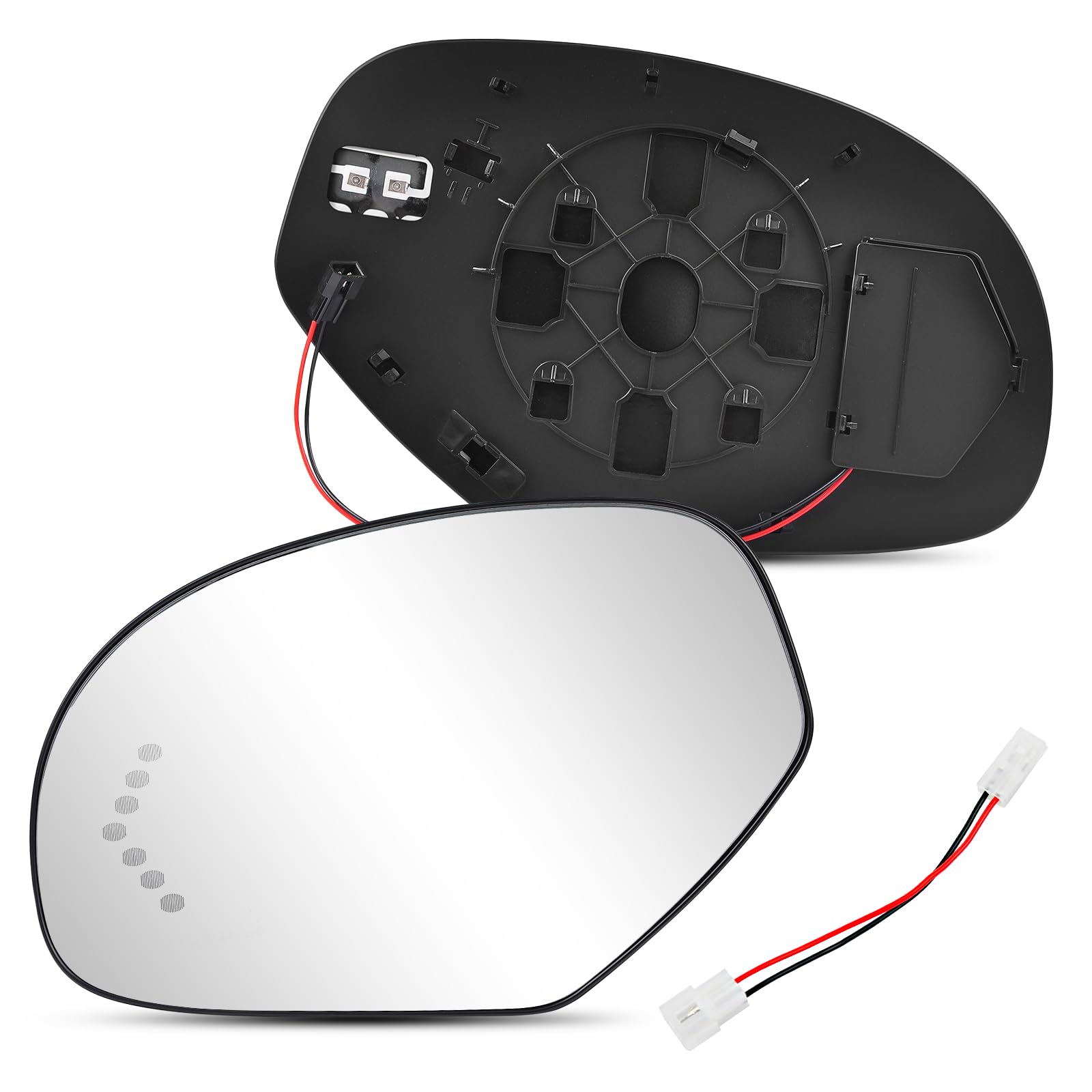 GM1324138 Driver Left Side Mirror Glass Replacement for 2007-2013 Chevy Silverado Avalanche Suburban Tahoe GMC Sierra Yukon 1500 2500HD 3500HD Cadillac Escalade, Heated Glass with Turn Signal Light