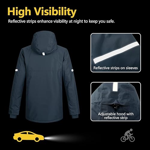 Miniatura 2 de 33,000ft Chaqueta de invierno impermeable aislada con capucha, abrigos largos Anorak acolchado cálido parka para esquí deportes de nieve