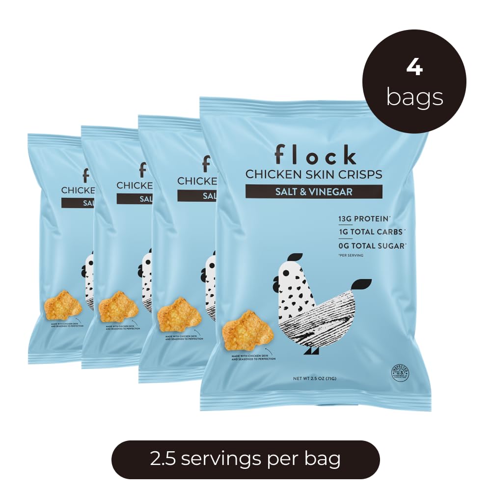 Flock Keto Chicken Skin Chips Salt And Vinegar Flavor