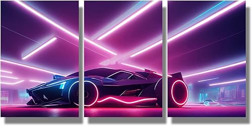 Cyberpunk - Juego de 3 pósteres de decoración para habitación de niños, futurista, retro, onda, sintetizador, arte de pared para niños, decoración