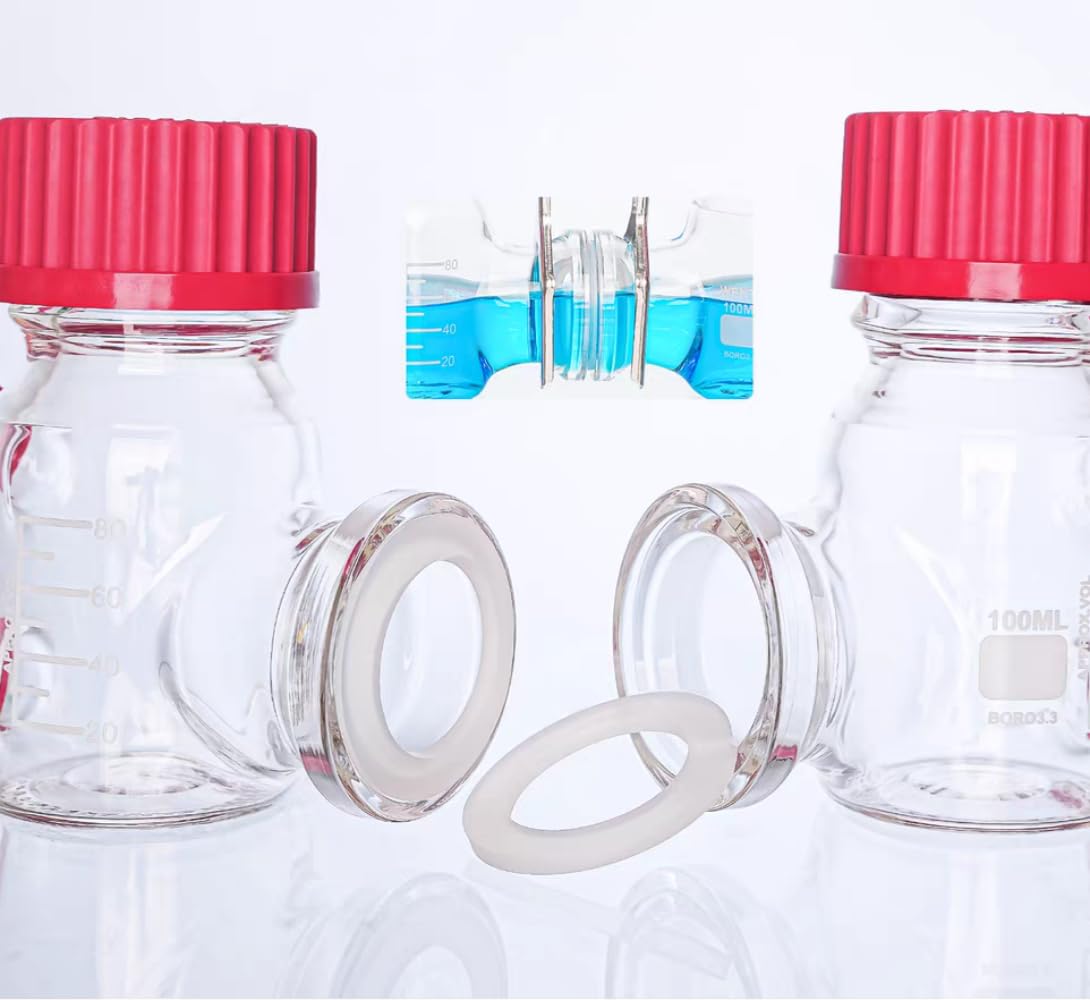 Dwukomorowy reaktor z mikrobiologicznymi ogniwami paliwowymi o pojemności 50 ml — szkło borokrzemianowe, odporne na wysokie temperatury i chemikalia(50ml)