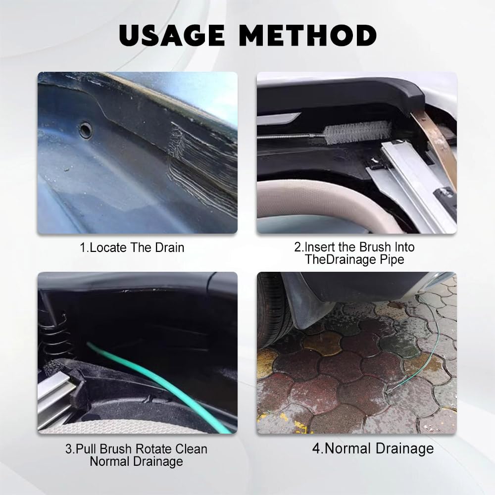 Herramienta de limpieza de drenaje de techo corredizo automático, equipo de lavado de automóviles, cepillo de drenaje flexible de 78 pulgadas para coche, cepillo de limpieza de tubos,