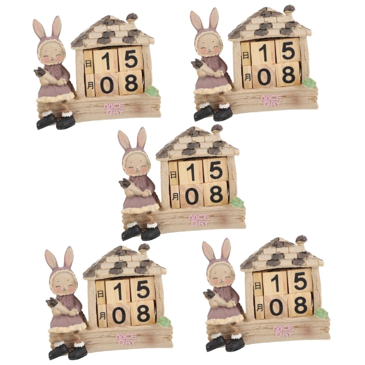 5 piezas Calendario Bloques de fecha de madera Bloques de cuenta atrás Navidad Boda Decoración de madera Decoración de escritorio Decoración de mesa de comedor Decoración de escritorio Decoración del