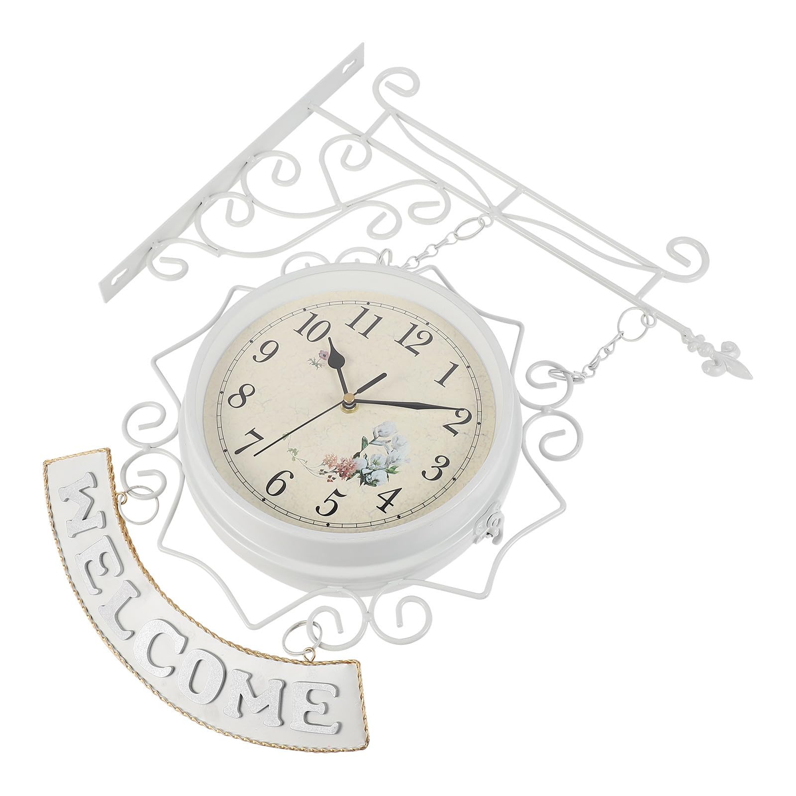 Horloge murale double face artisanale décorative vintage chic haut de gamme
