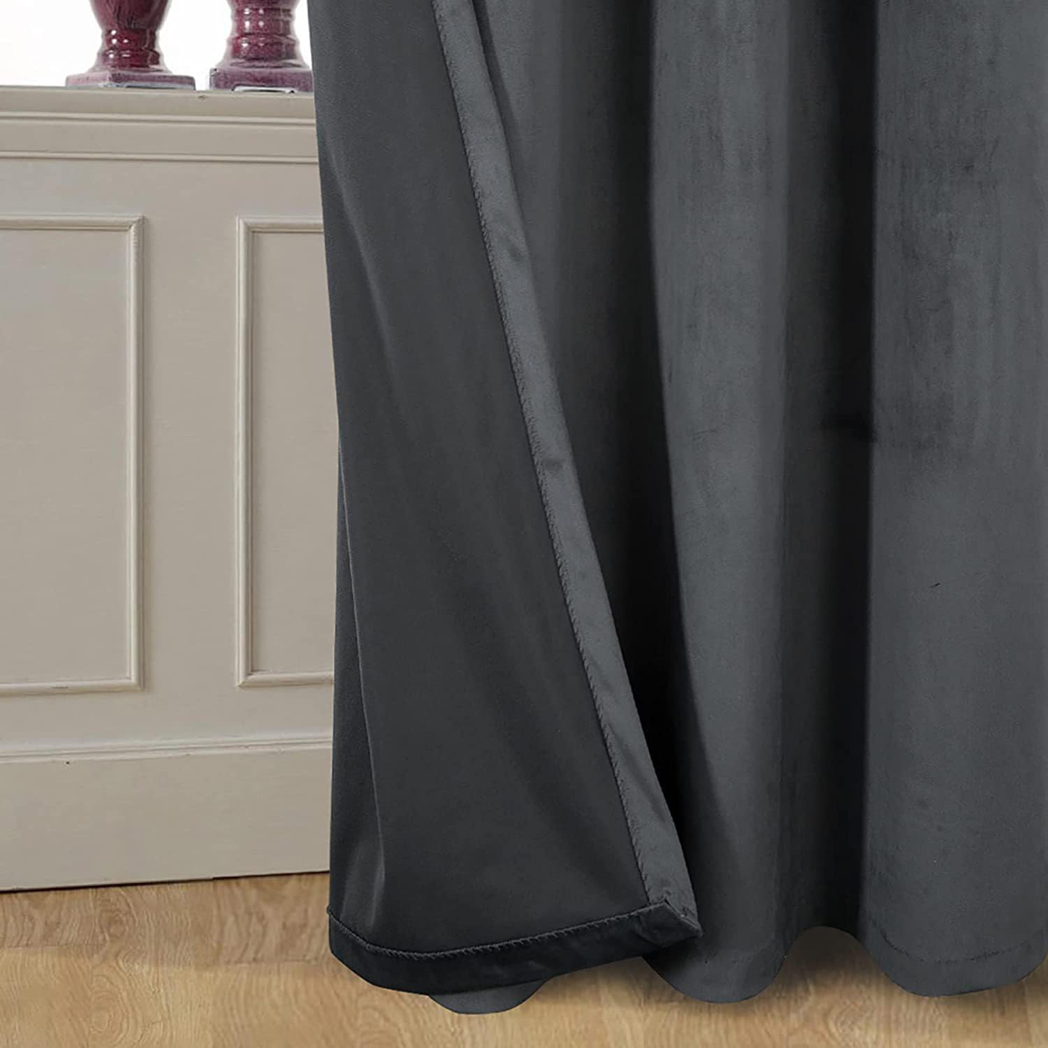 Verdunklungsvorhang Blickdicht Samtvorhänge Mit Ösen,1 Stücke Thermogardine Ösenvorhang Vorhang Lichtdicht Für Schlafzimmer Wohnzimmer,Dark Grey,177x305 cm(BxH)