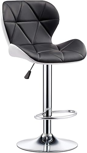 Miniatura 34 de Taburete de bar ajustable giratorio, chasis de acero grande, respaldo moderno para el hogar, taburete redondo de pierna alta, carga de 220.5 lbs,