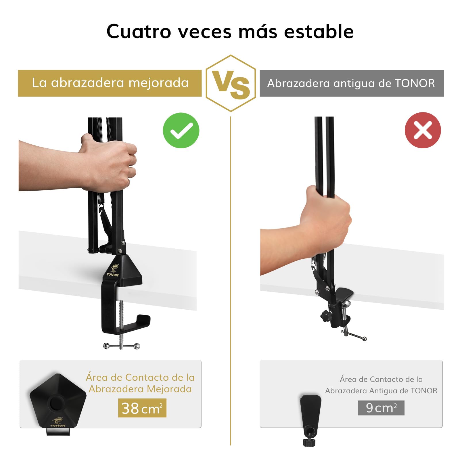 TONOR Soporte de Micrófono ajustable con filtro pop, Brazo de micrófono, abrazadera resistente mejorada para Podcast/Streaming/Estudio Grabación, Adaptador 3/8" a 5/8", 35 cm +35 cm, T20