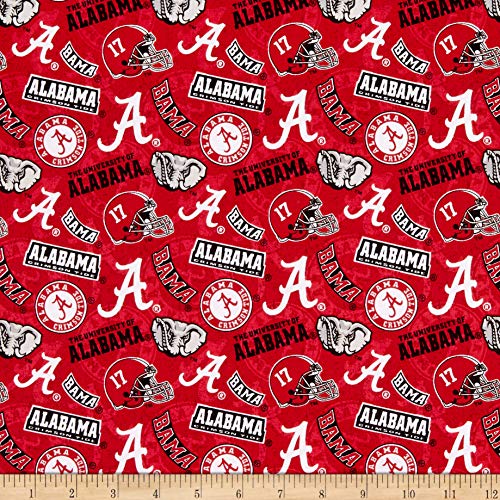 ncaa alabama crimson tide 1178 tone on tone redwhitegrayblack fabric by the yard