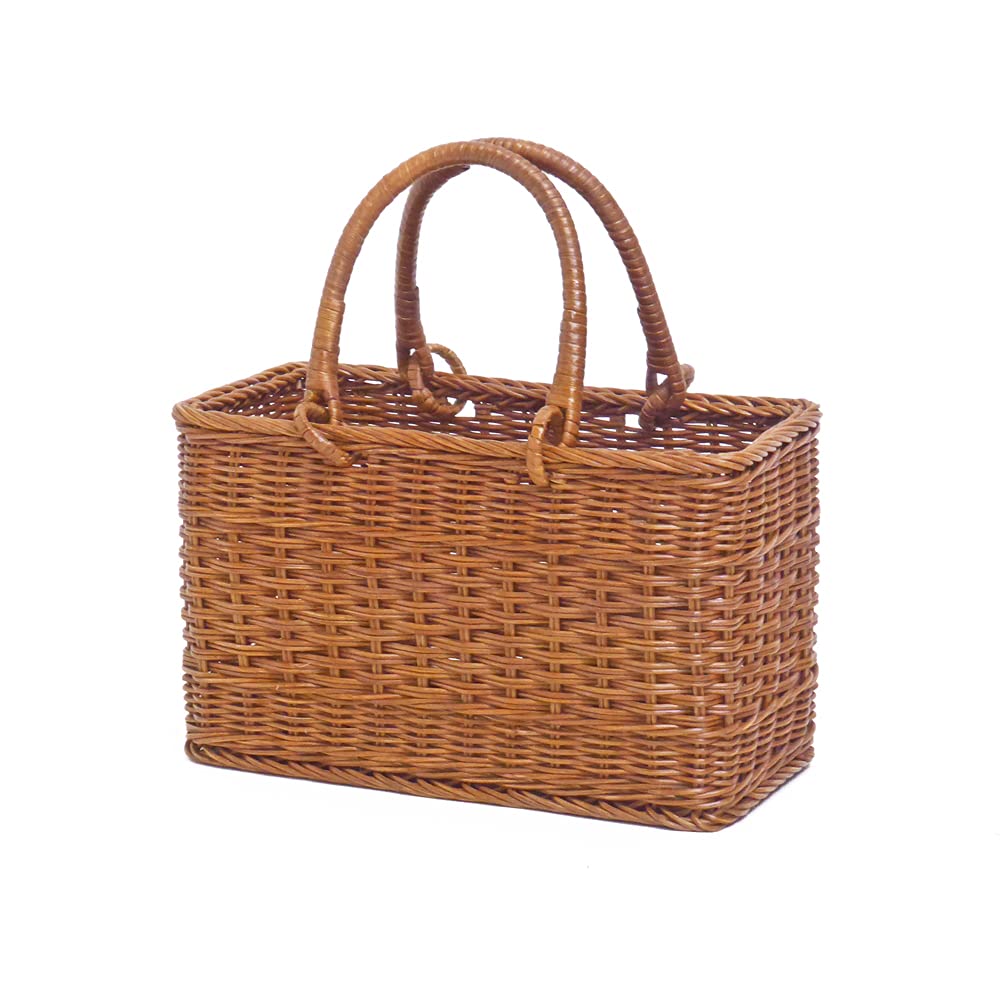 Amazon.co.jp: 型番814 籐かごバッグ 手編みカゴ 長角 収納整理カゴ