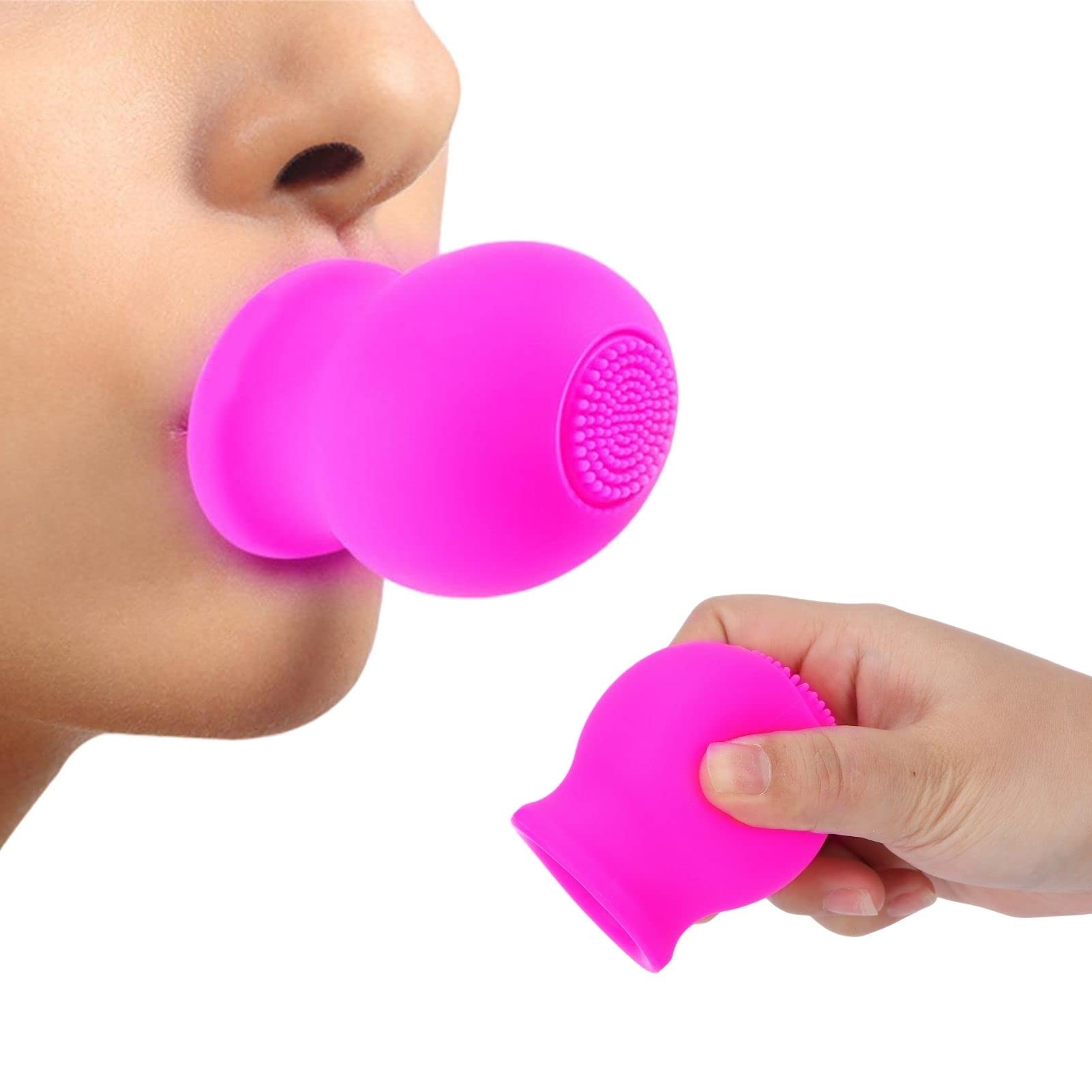 Lip Plumper Device 2 in 1 Silicone Lip Enhancer Plumper con pennello Dispositivo di potenziamento delle labbra per gli strumenti di bellezza per massaggi e pulizia del viso(Rosa)