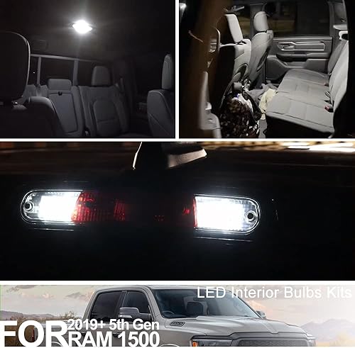 Miniatura 5 de 12 unidades de bombillas LED interiores súper brillantes de 6000 K para Dodge RAM 1500 de 5 generación de 2019 2020 2021 2022, bombillas LED para