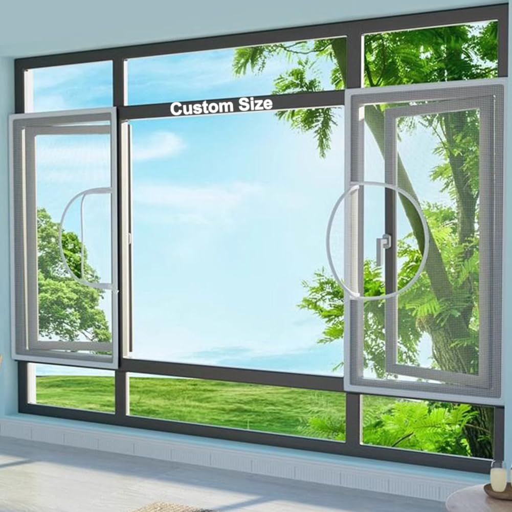 Insect Mesh, Fly Screen for Windows, Custom Size Mosquito Net Window Screens, Self-Adhesive Cat Window Guard Nets, Tear-Proof Fibergalss Netting