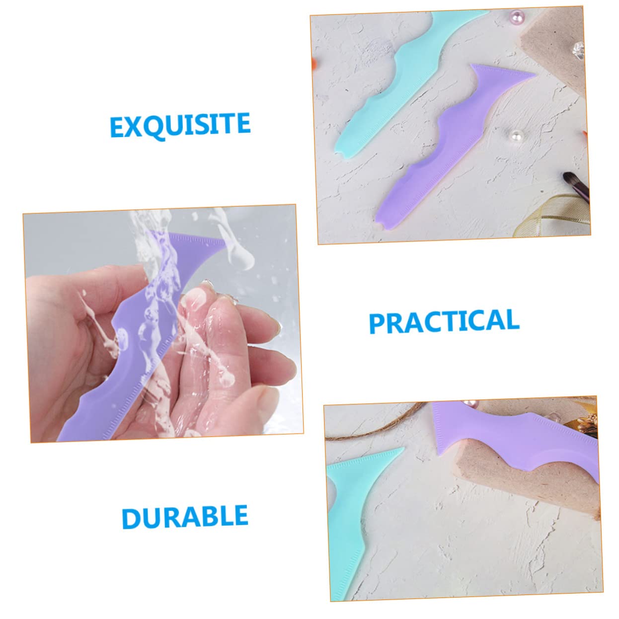 FRCOLOR 6pezzi Stencil Per Eyeliner e Mascara in Silicone Strumento Multifunzionale Per Make up Applicatore Per Portatile e Colori Blu
