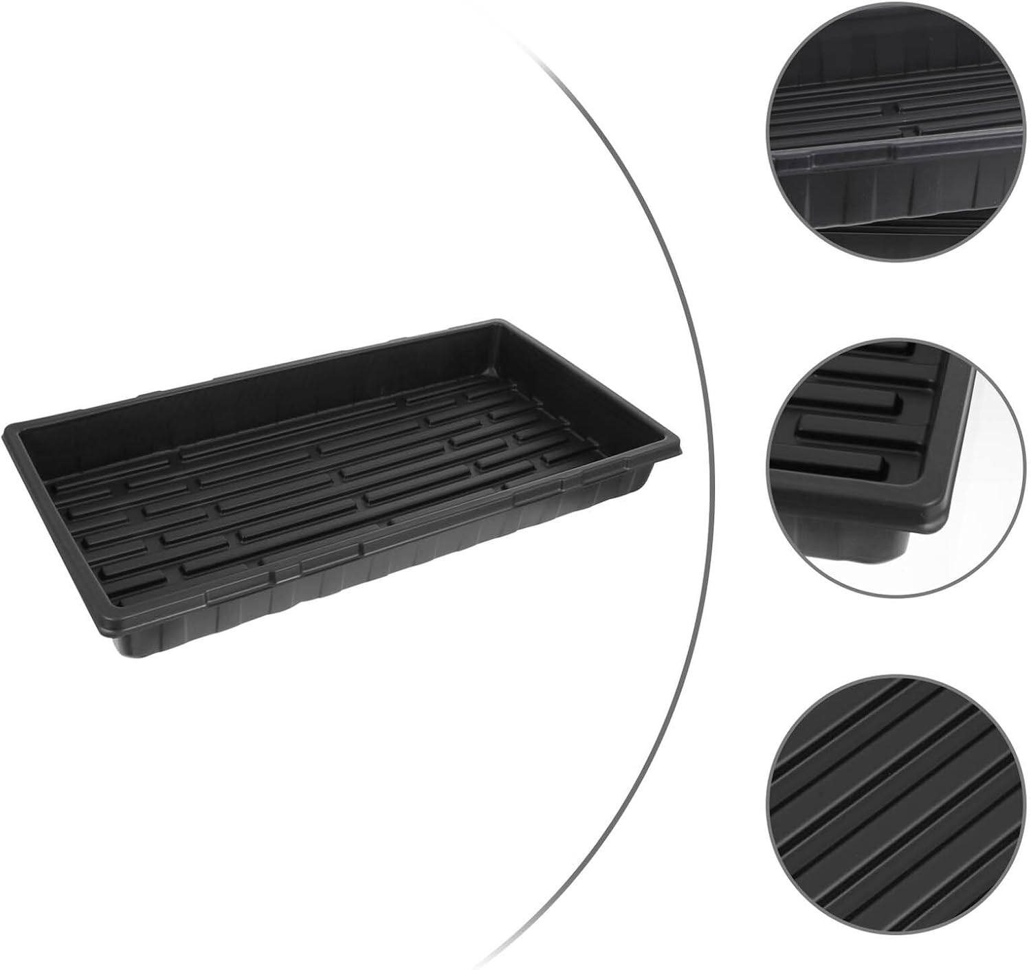MERRYHAPY 4pcs Thickened Black Nursery Starter Trays 1.8mm Without Drain Holes Seedling Germination Trays for Garden Propagation and Indoor Plant Growing