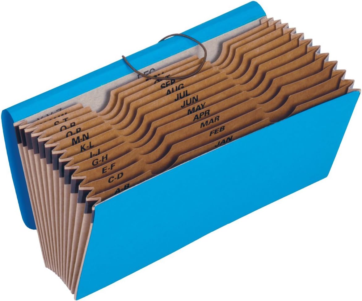 Globe-Weis 12-Pocket Check File, A-Z and Monthly Indexes, Blue (MM71)