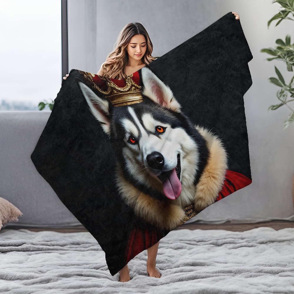 Coperta per neonati Kingly Husky In Majesty, coperta di flanella per letto (150 x 200 cm)