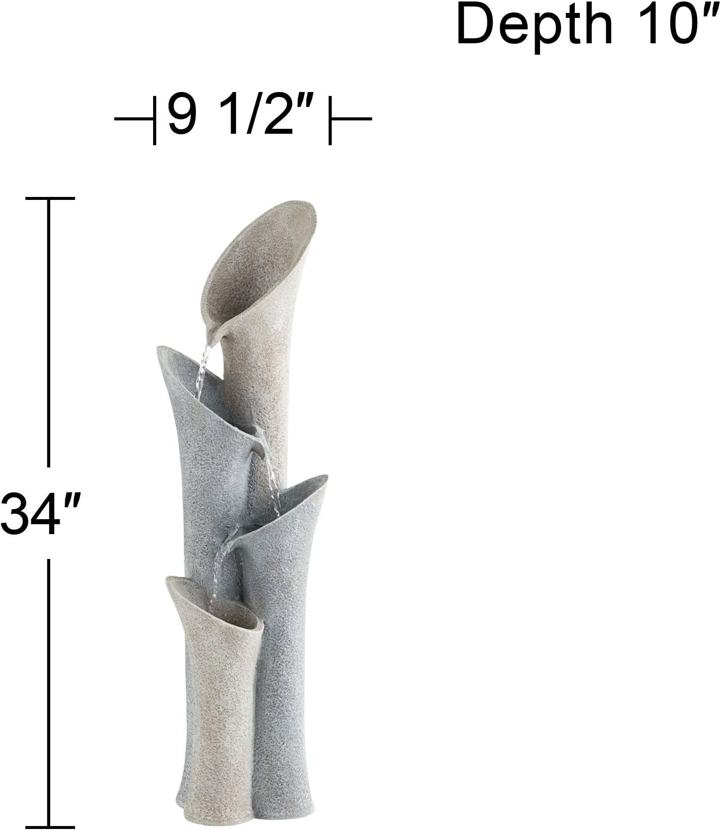 Bell 34" High Large Modern Indoor Outdoor Decor Gray Faux Stone Floor Fountain Waterfall 4-Tier Standing Cascading Water Feature for Outside Garden Patio Yard Backyard Porch Deck - John Timberland