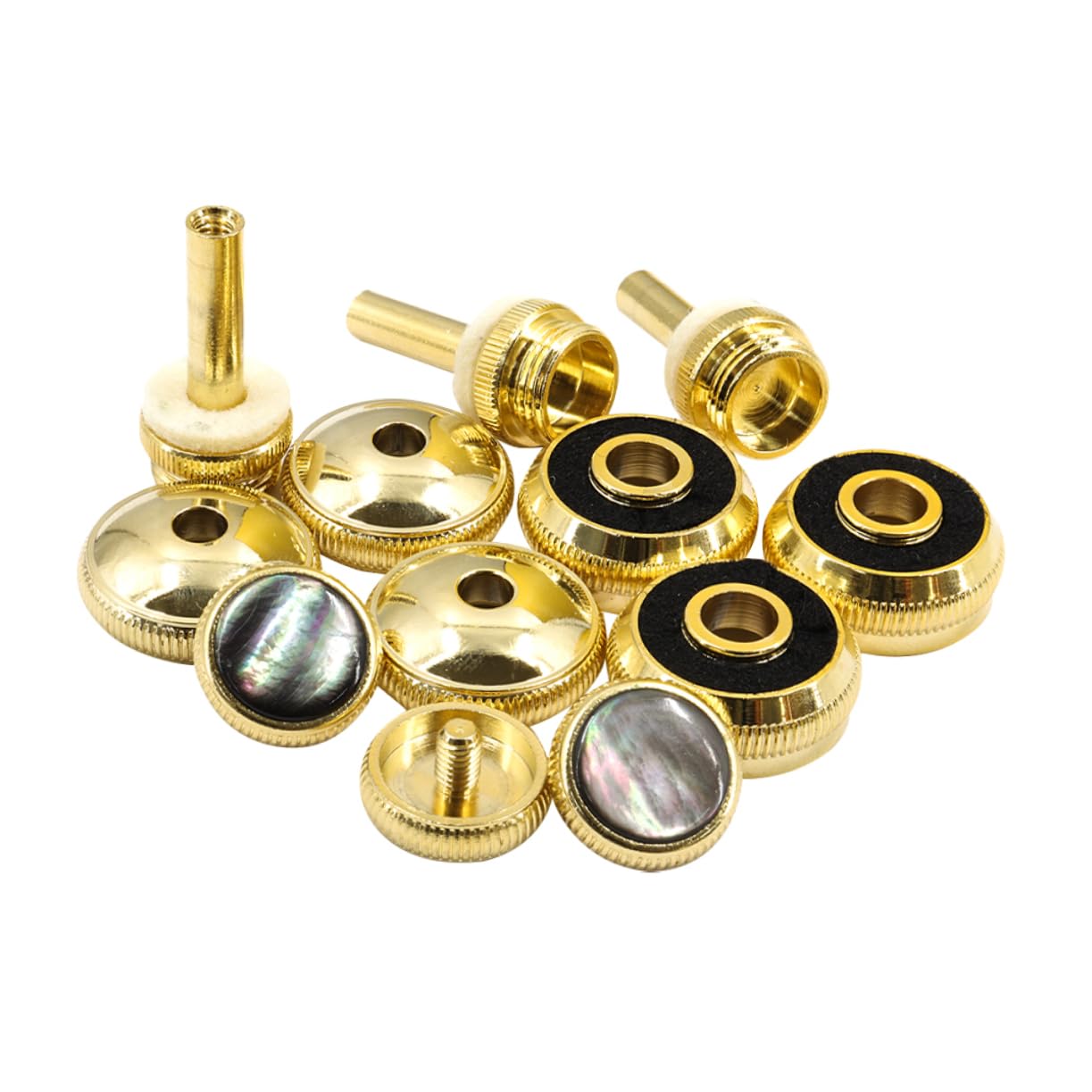 Set de Accesorios para Trompeta Dorados de Metal Diseño Compacto y Fácil de Almacenar para Músicos, Incluye Botones de Presión Resistentes para Reparación