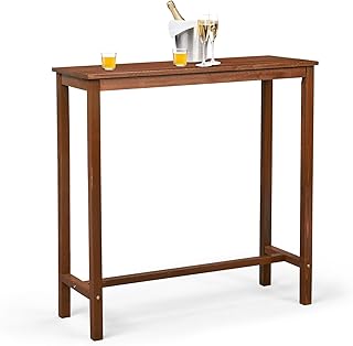 VINGLI Wooden Outdoor Bar Table, Wood Patio Counter Height Table, Weathe...