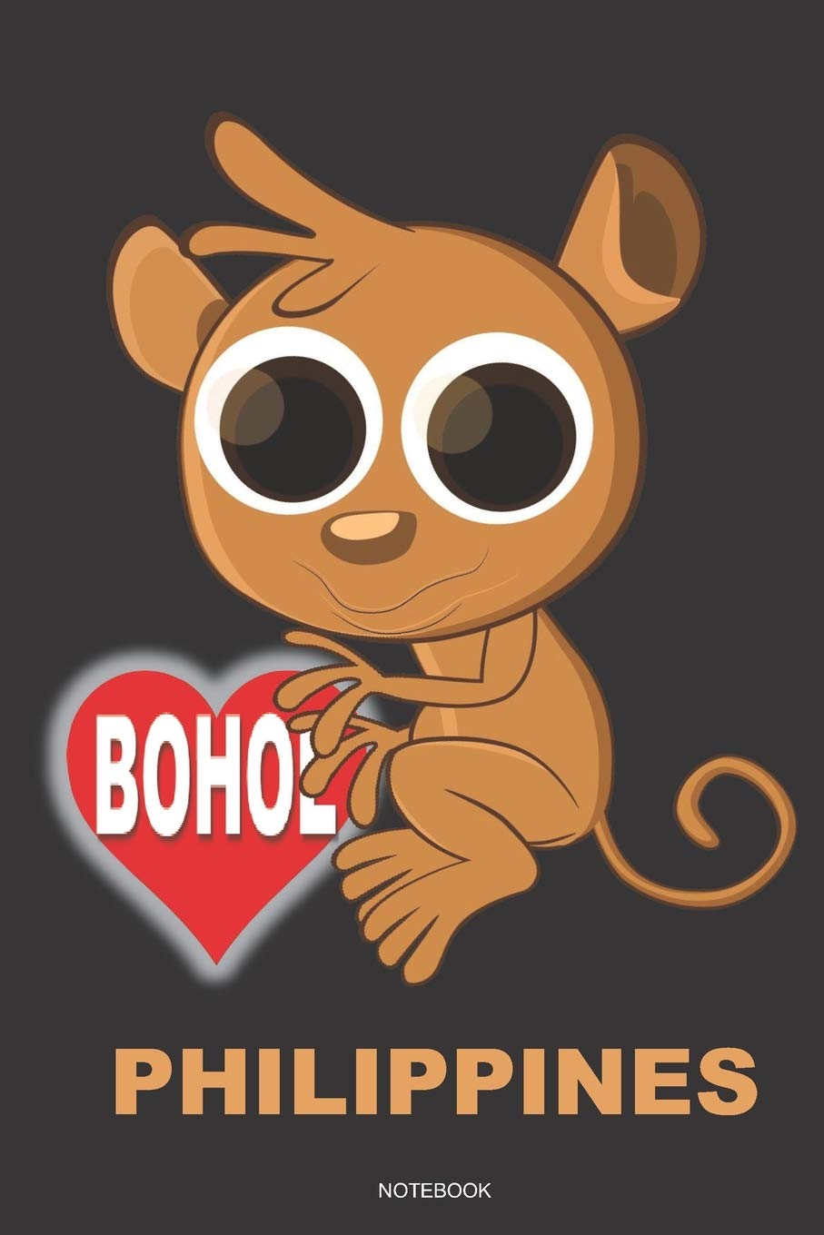 BOHOL PHILIPPINES Notebook: A cute TARSIER MONKEY 6x9 college ruled lined gift travel journal Pinoy Pride