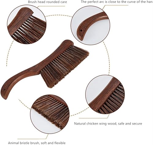 Miniatura 4 de Escoba de mano, escoba de mano para cepillo de cama, cepillo de pelo de caballo con mango de madera, cepillo de cama extendido, para automóvil,