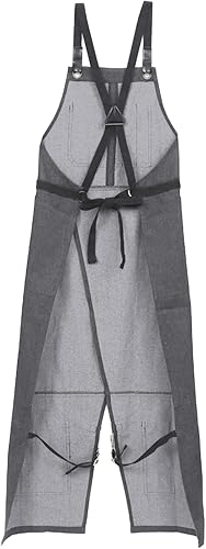 Miniatura 2 de FEESHOW Delantal de lona para alfareros, correa ajustable, delantales de pierna dividida con bolsillos para cerámica, arcilla y tatuaje, pintura DIY