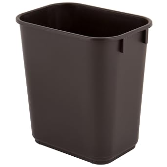 PRO&Family Rectangular Plastic Wastebasket, Anti-Static, Open Top, Perfect for Office, School, Home, Kitchen, Garage Brown, 10 Gallon