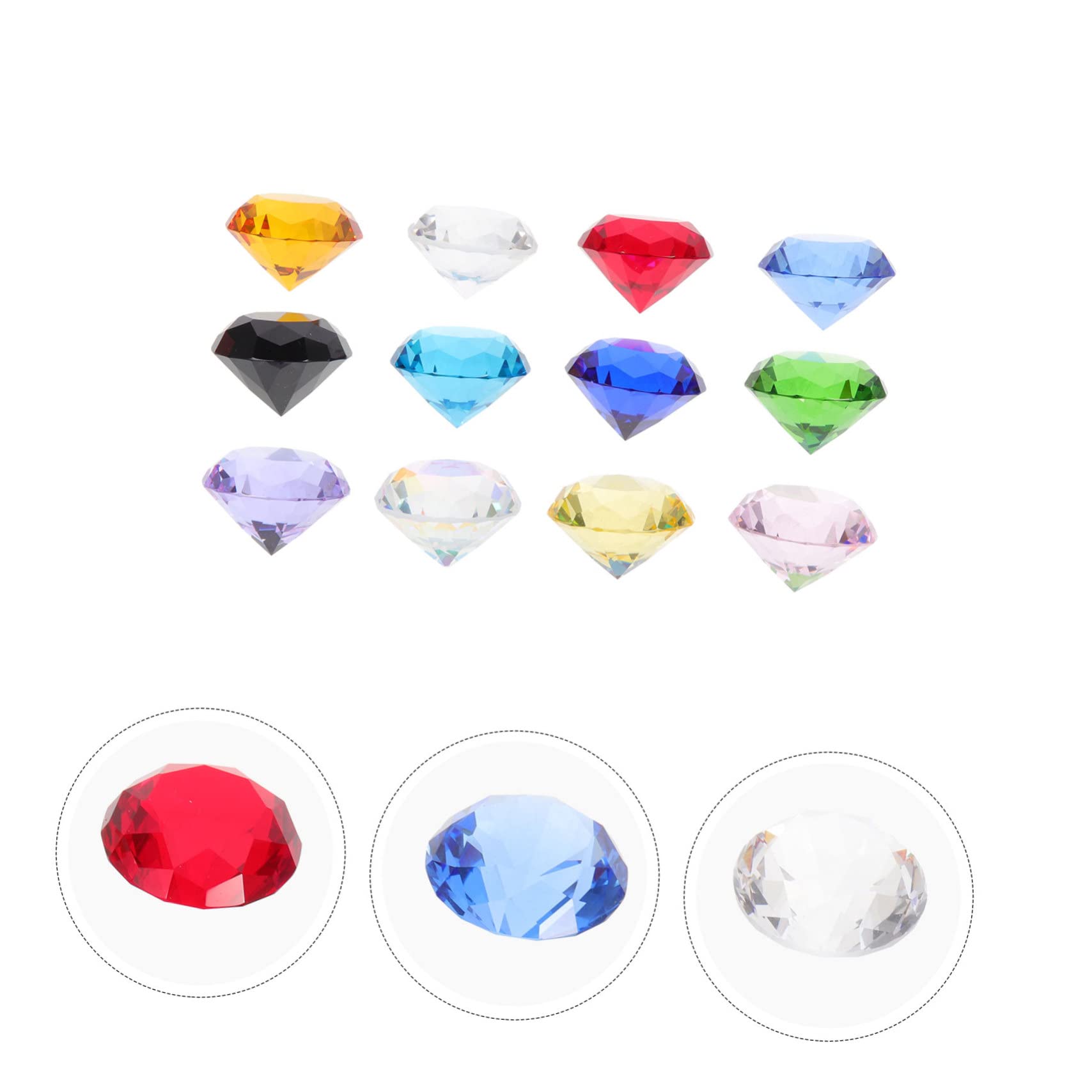 Diamanti di Vetro 30mm 12 Pezzi Decorativi per Matrimonio Fotografici Riempitivo per Vaso in Vetro Trasparente e Centrotavola Eleganti e Decorazioni Casa