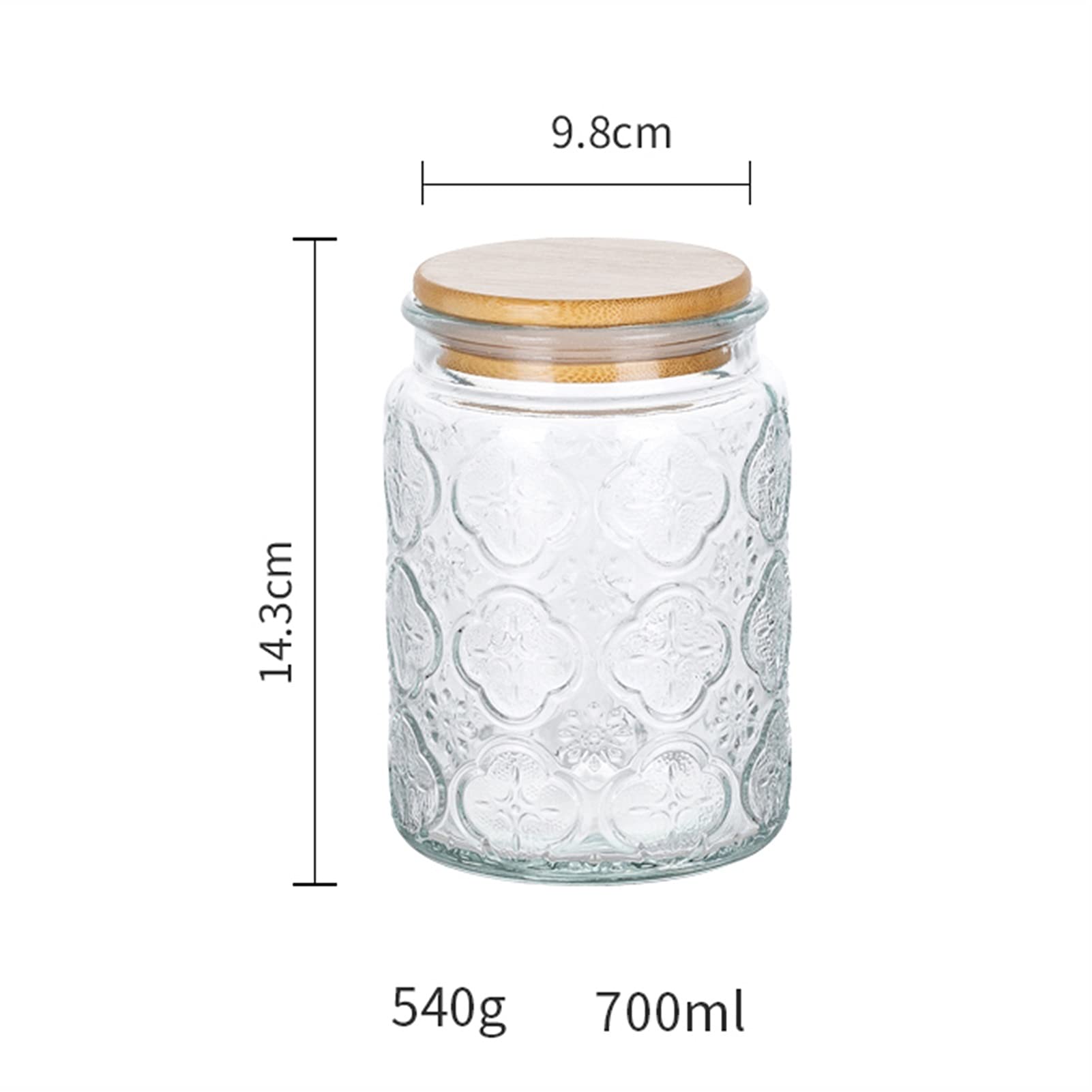 Sucrier avec couvercle sucrier sucrier en verre transparent avec couvercle en bambou, 23,6 oz/700 ml, pot à sucre, récipients à sel for la maison et la cuisine