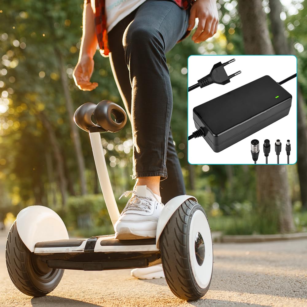 Ładowarka do skutera, Hoverboard, kabel do ładowania, ładowarka do skutera elektrycznego, uniwersalna ładowarka z 3 przyłączami, ładowarka do skuterów 36 V, ładowarka, wyjście 42 V, 2 A,