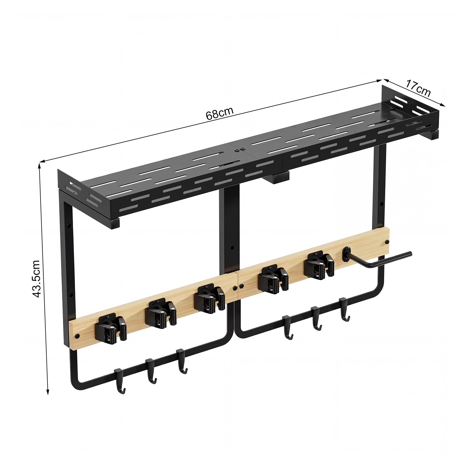 Supporto da parete per scope, supporto da parete, organizer da appendere per la pulizia, per casa, terrazza, garage e balcone