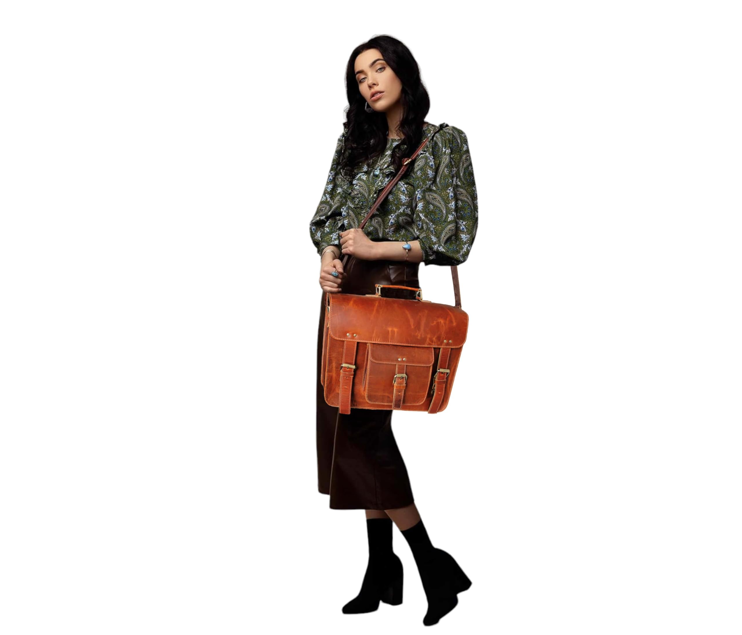 Vintage Look Leder Laptop Messenger Aktentasche Umhängetasche