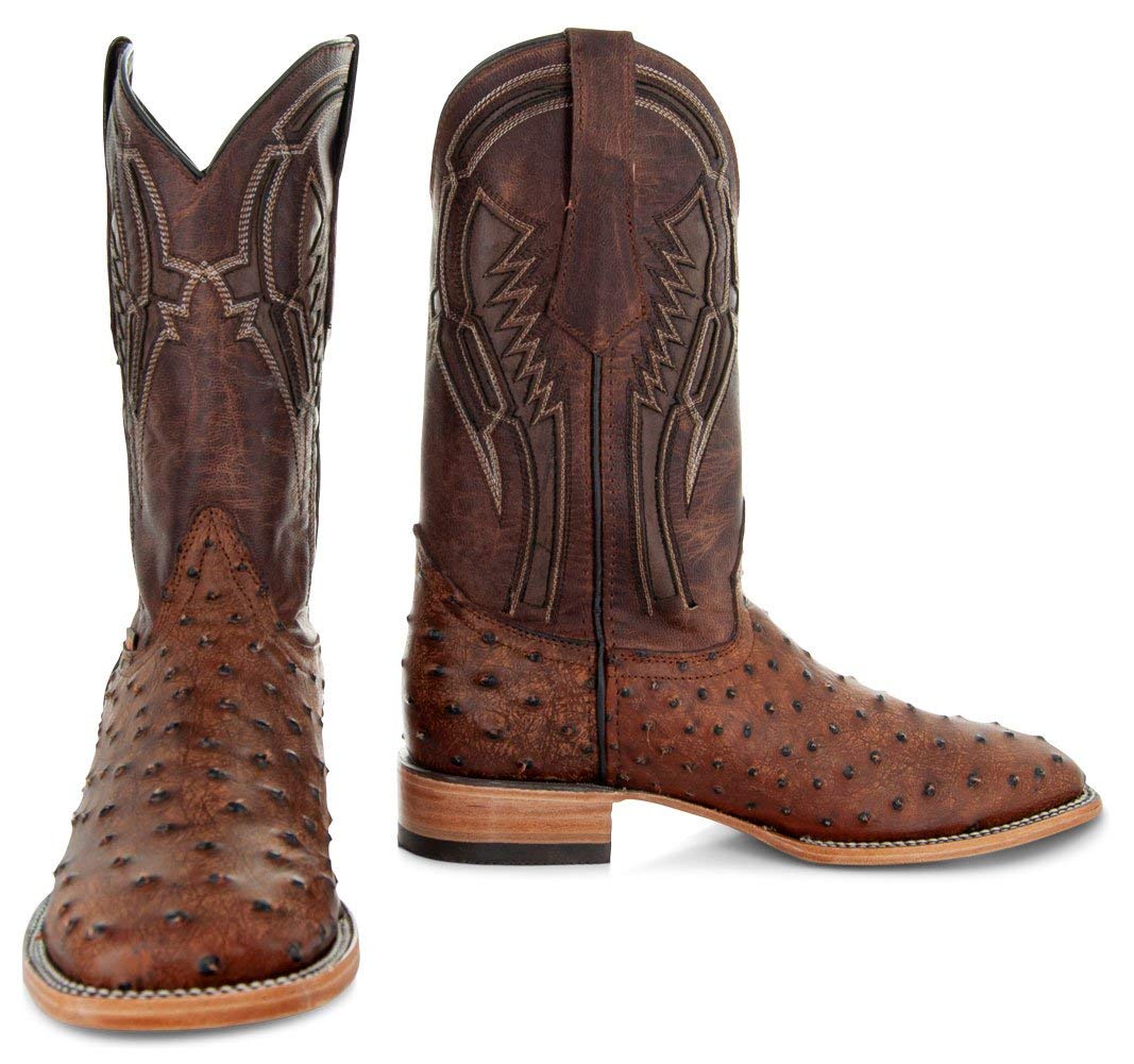 Soto BootsMen's Out of the Wild Ostrich Print Cowboy Boots, Exotic Print Men's Cowboy Boots, Western Boots For Men H50031