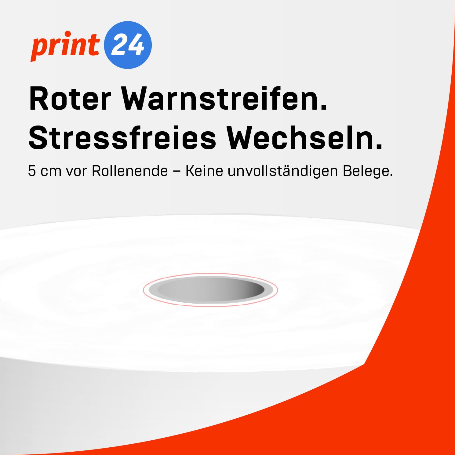 NEU: print24 Thermorollen/Kassenrollen, 100 Rollen, 57mm x 50mm x 12mm, 32m, Testsieger, PEFC zertifiziert, BPA-frei, für EPSON, IBM u.v.m