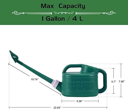 Miniatura 10 de Regadera de plástico para plantas de interior y exterior, 1 galón4 litros, regadera Ebristar para flores de jardín con boquilla larga y cabezal de