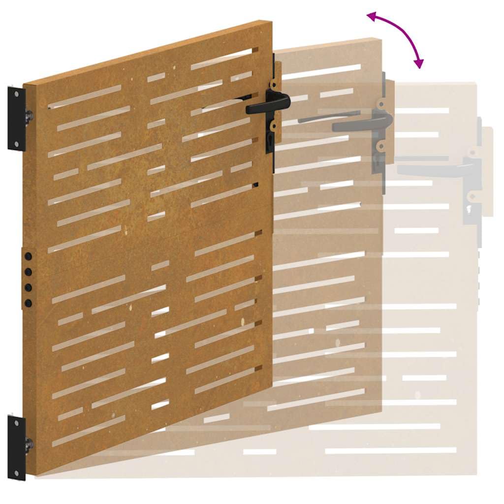vidaXL Puerta de jardín Acero corten diseño Cuadrado 100x100 cm, Puerta de Metal, Puerta Delantera de jardín, Puerta de jardín con Cerradura