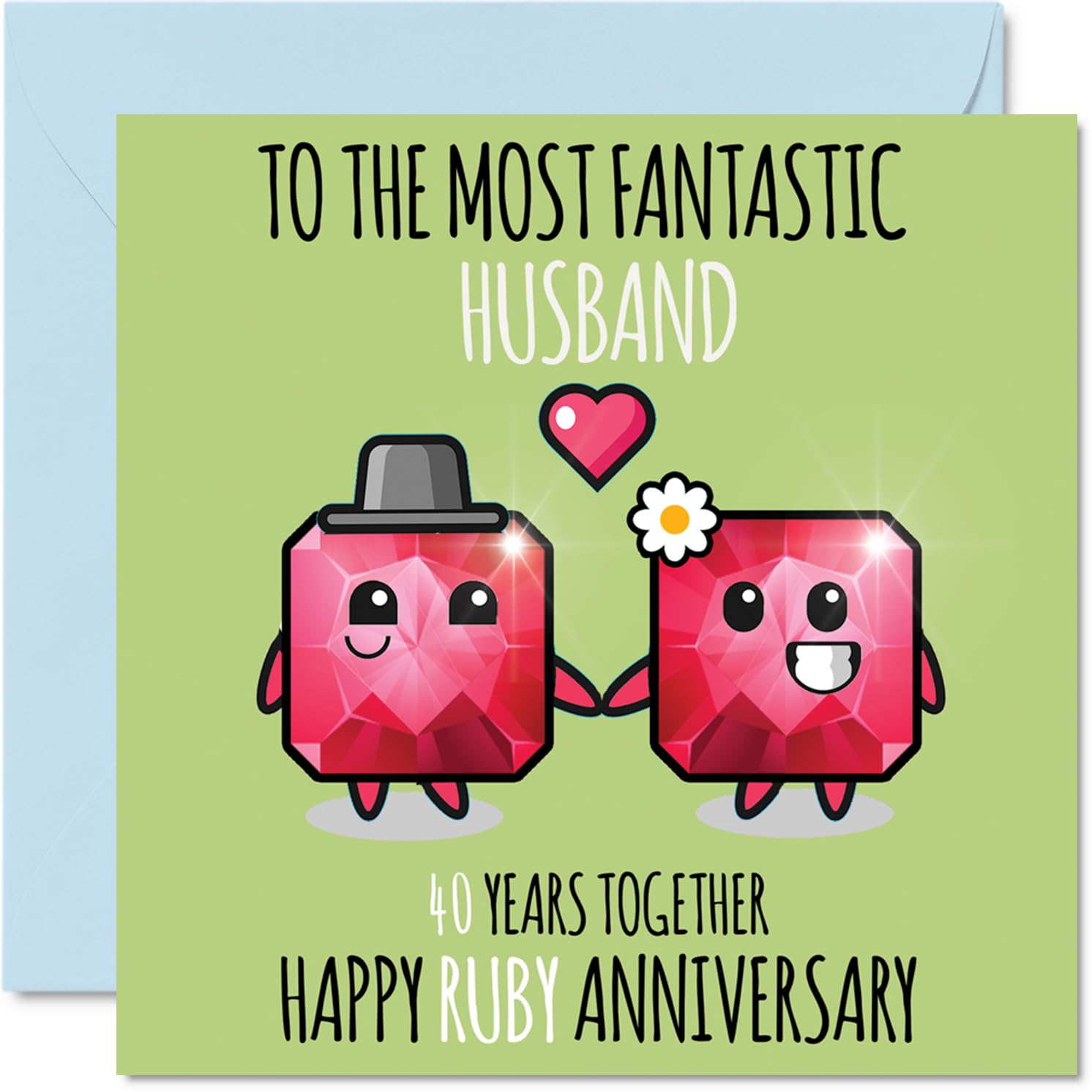 Cute Ruby Anniversary Card for Husband - 40 Years Together - Happy 40th Wedding Anniversary Cards for Husband from Wife, 145mm Greeting Cards Anniversaries