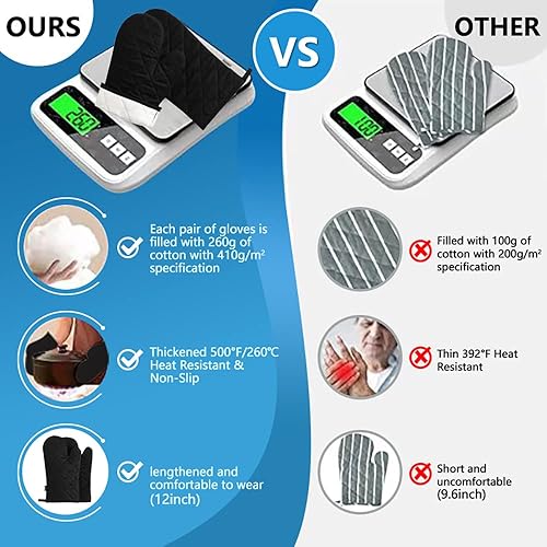 Miniatura 3 de 4 guantes de silicona para horno y soportes para ollas, resistentes al calor hasta 500 F, textura antideslizante, silicona transparente, esencial