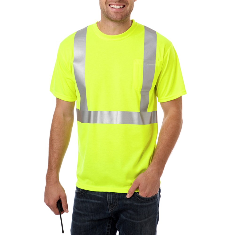 Blue Generation BG-7511 - Adult Hi-Visibility Tee W/Reflective Stripe ANSI-107 Class 2 (2X-Large, Optic Yellow)