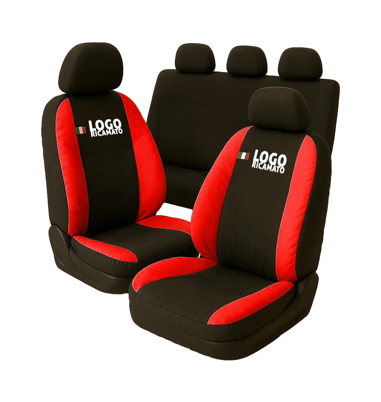 Susy Shop Komplettes Set Sitzbezüge für Autositze, Bezüge, Autositzbezüge in verschiedenen Farben (Schwarz - Rot)