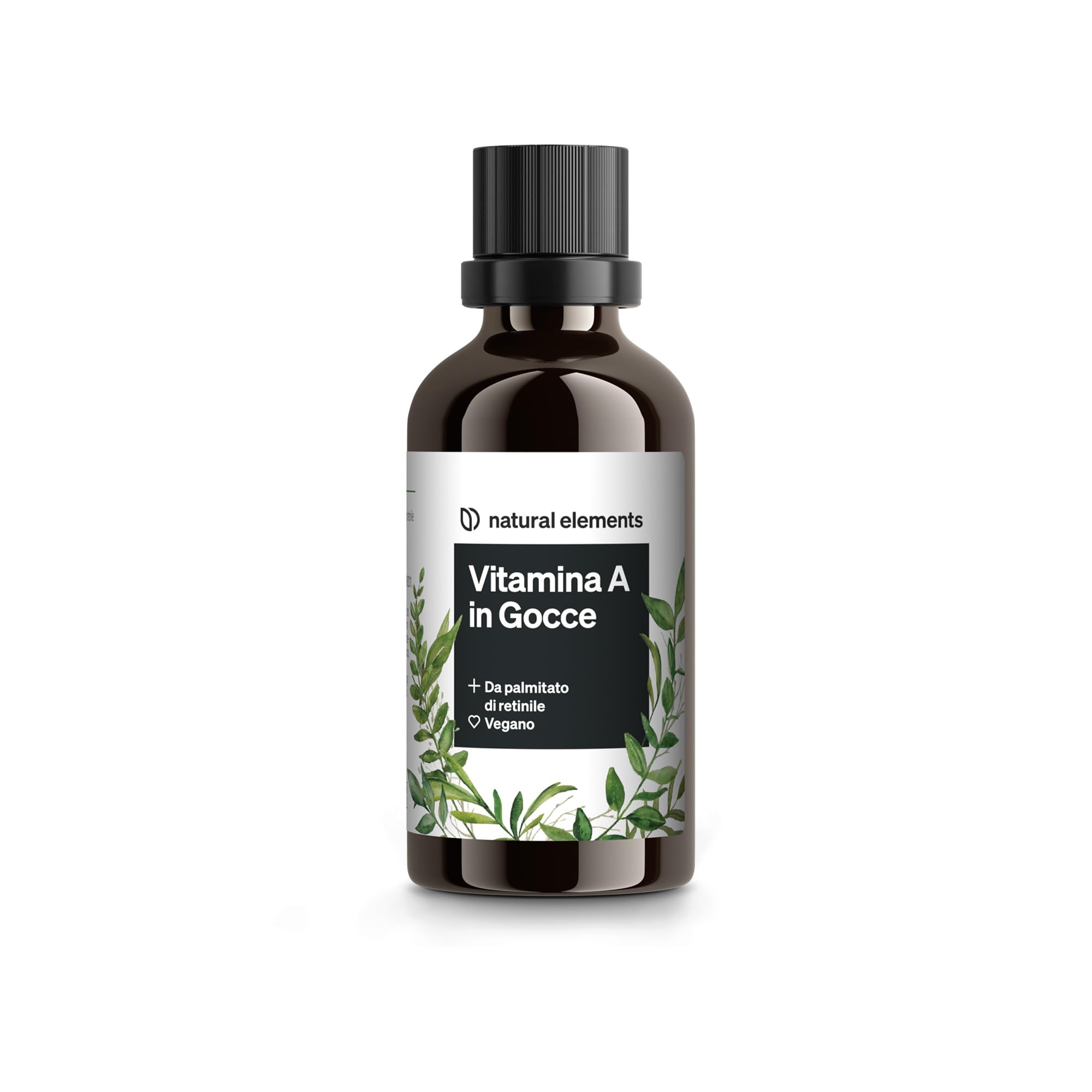 Vitamina A in Gocce – 50 ml (1.700 gocce) – vera vitamina A (palmitato di retinile) – disciolta in olio di cocco MCT – vegana, ad alto dosaggio e elevata biodisponibilità, senza additivi inutili
