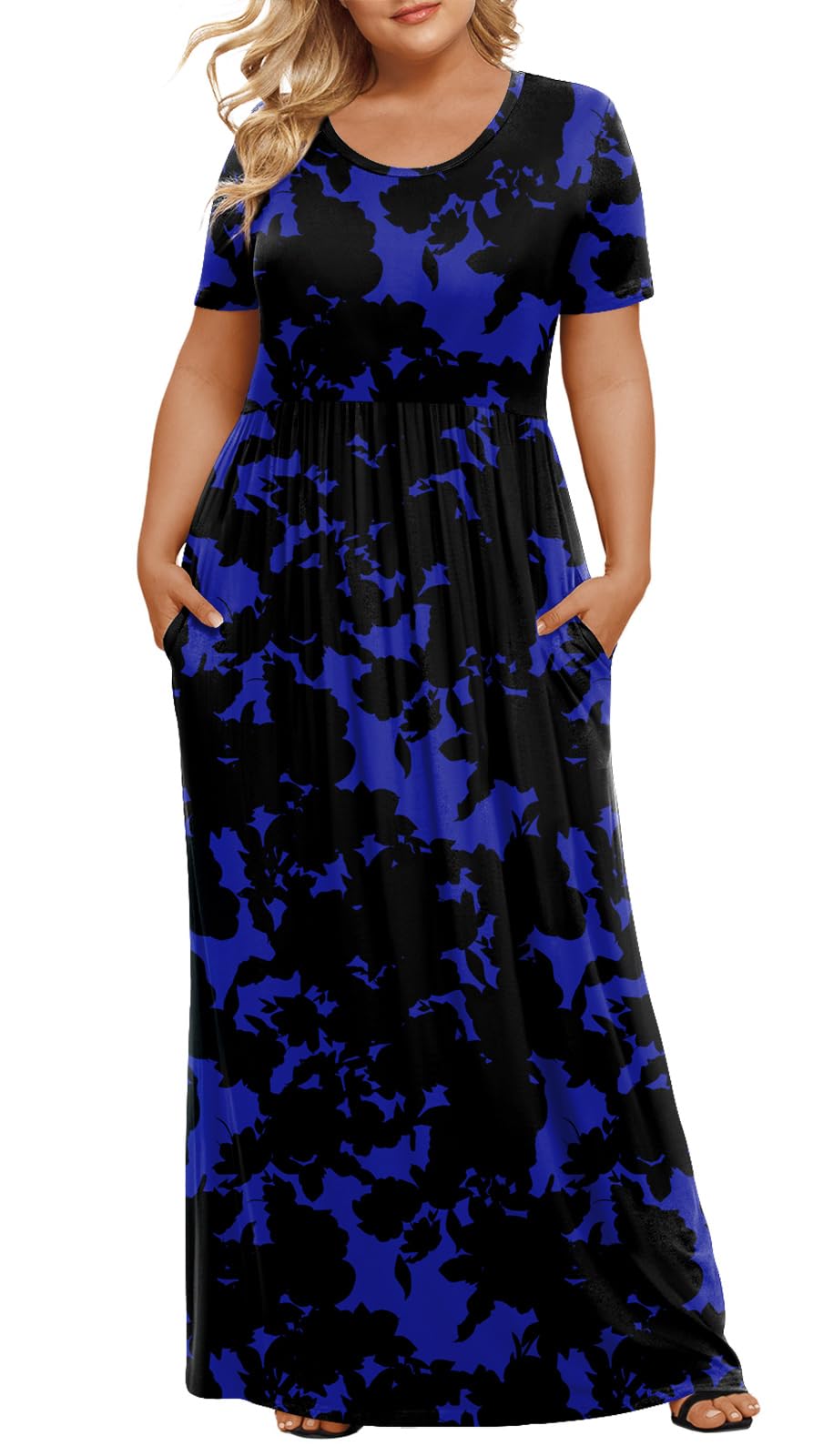 LONGYUAN Women's Plus Size Maxi Dresses Summer Short Sleeve Casual Long Dress 2026 XL-6XL